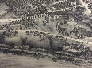 A view of the Marine Hospital in 1875. (Richard J. Compton and Camille N. Dry, Pictorial St. Louis, Plate. 12)