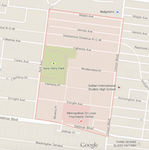 Map of Visitation Park and the surrounding area