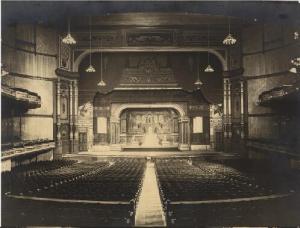 Exposition and Music Hall, interior view of Music Hall showing auditorium seating and stage. Photograph by Unknown, late nineteenth century. Missouri History Museum Photograph and Prints collection. Public Halls. Image number: 41258 {